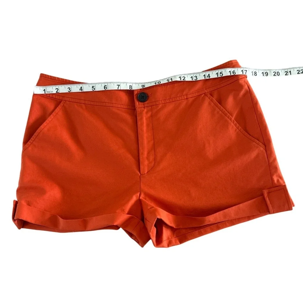 Derek Lam 10 Crosby Orange Cotton Blend Cuffed Shorts Womens‎ Size 10 Chic